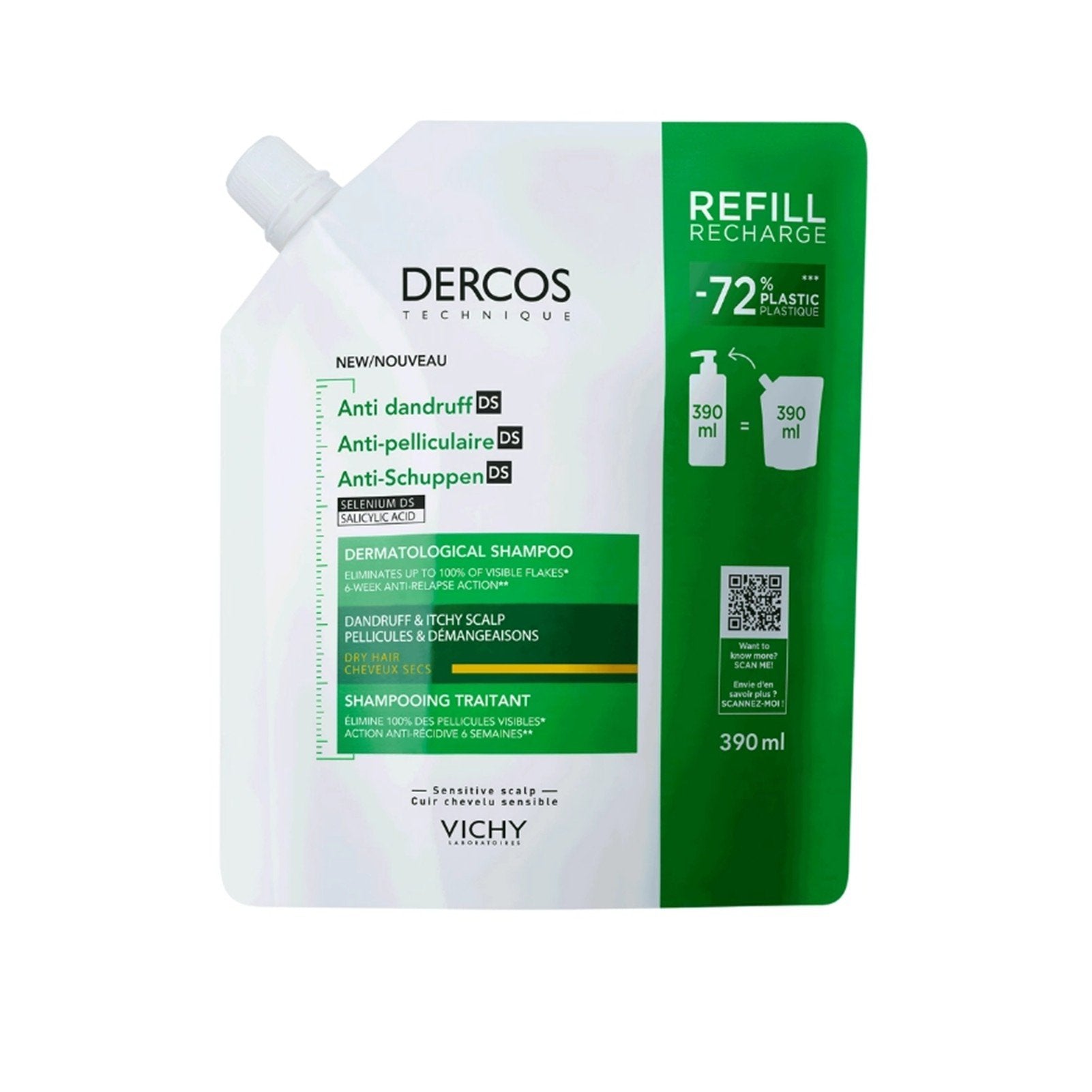 Vichy Dercos Anti-Dandruff for Dry Hair Refill 390 ml