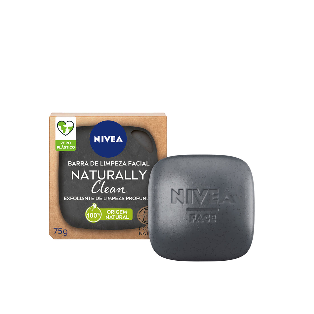Nivea Naturally Clean Barre nettoyante en profondeur pour le visage 75 Gr