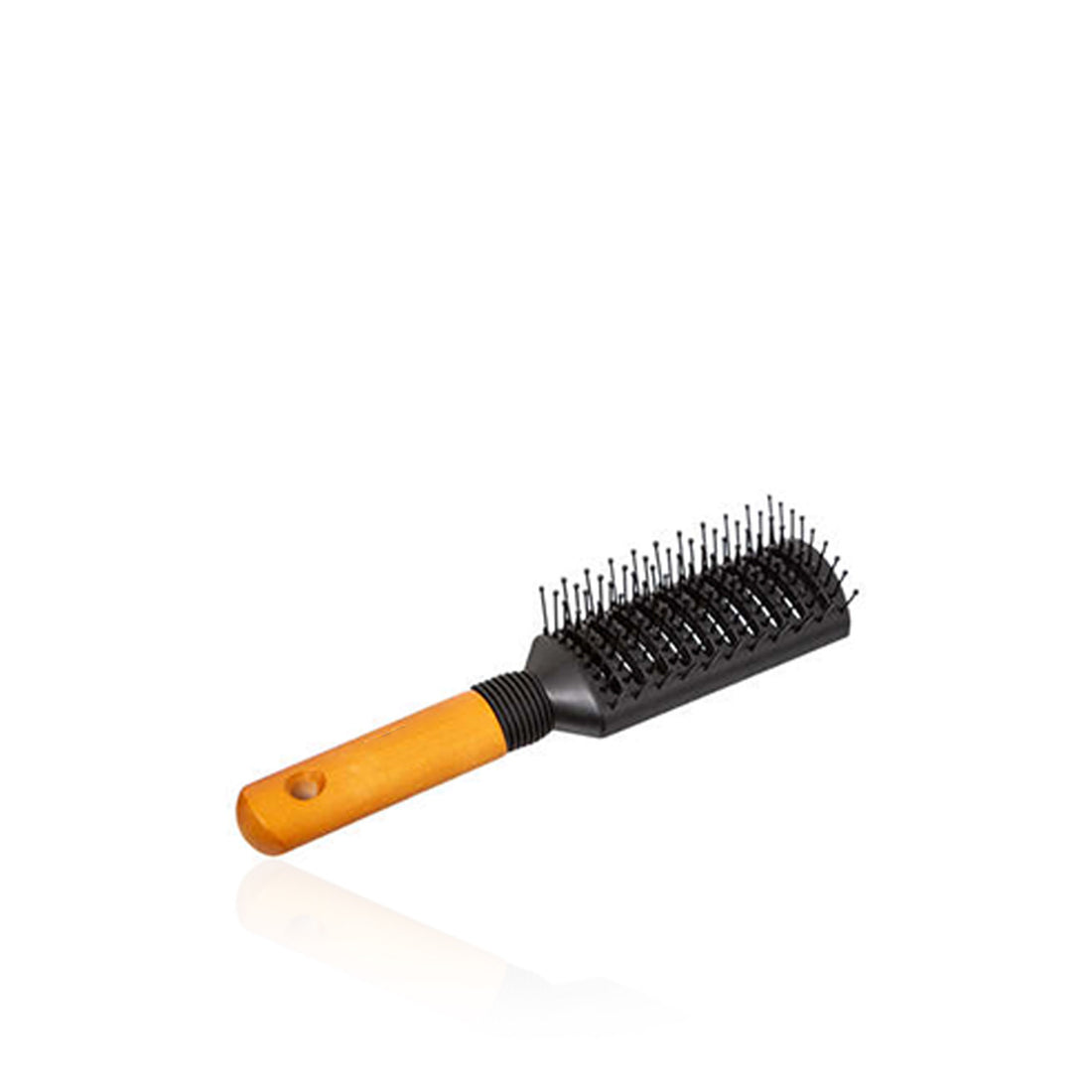 Escova de cabelo retangular com cabo de madeira