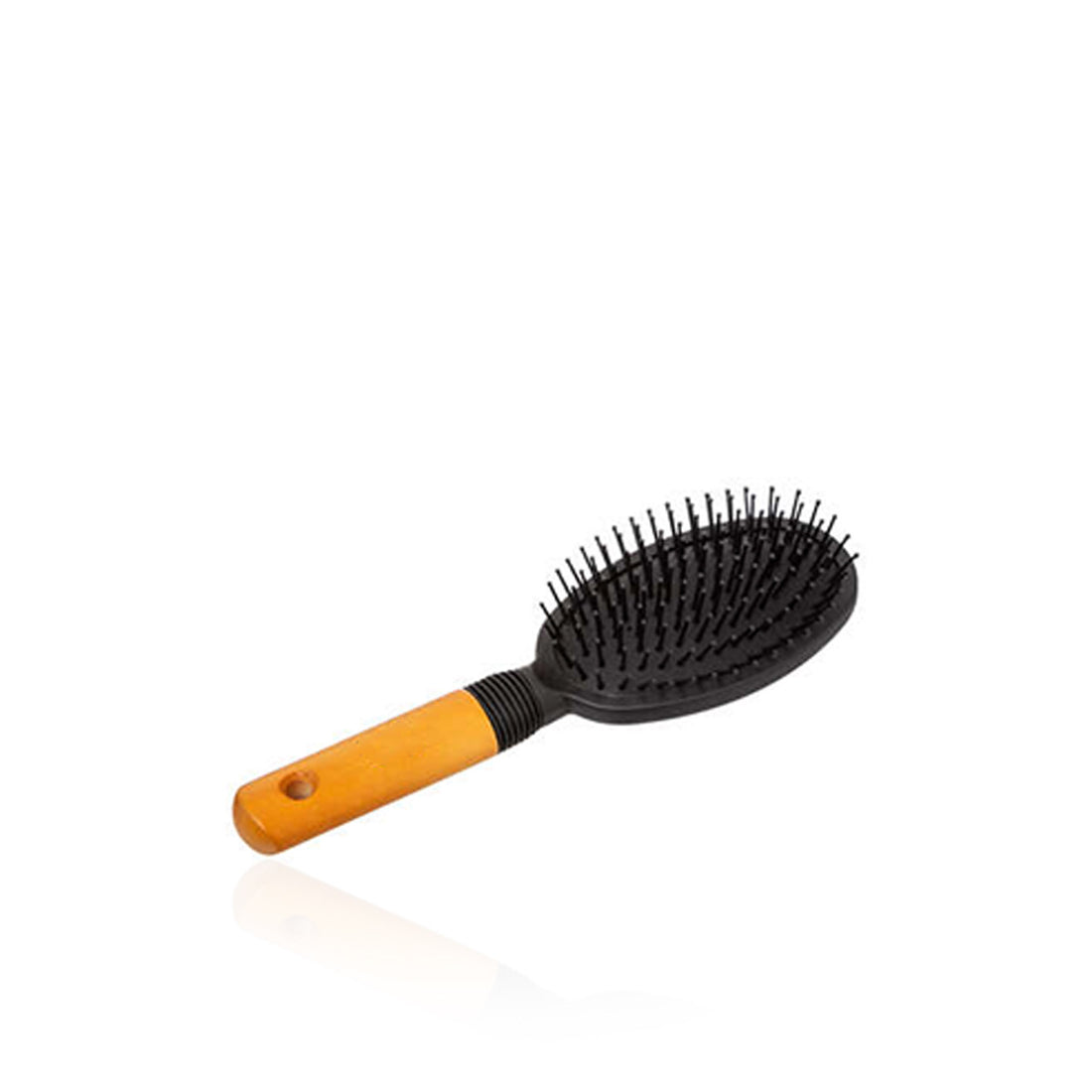 Escova de cabelo oval com cabo de madeira