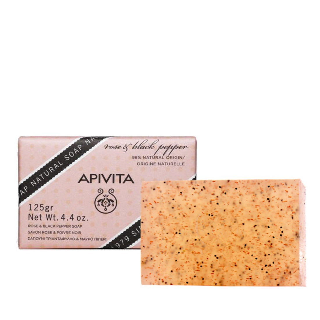 Apivita Natural Soap with Rose &amp; Black Pepper 125g