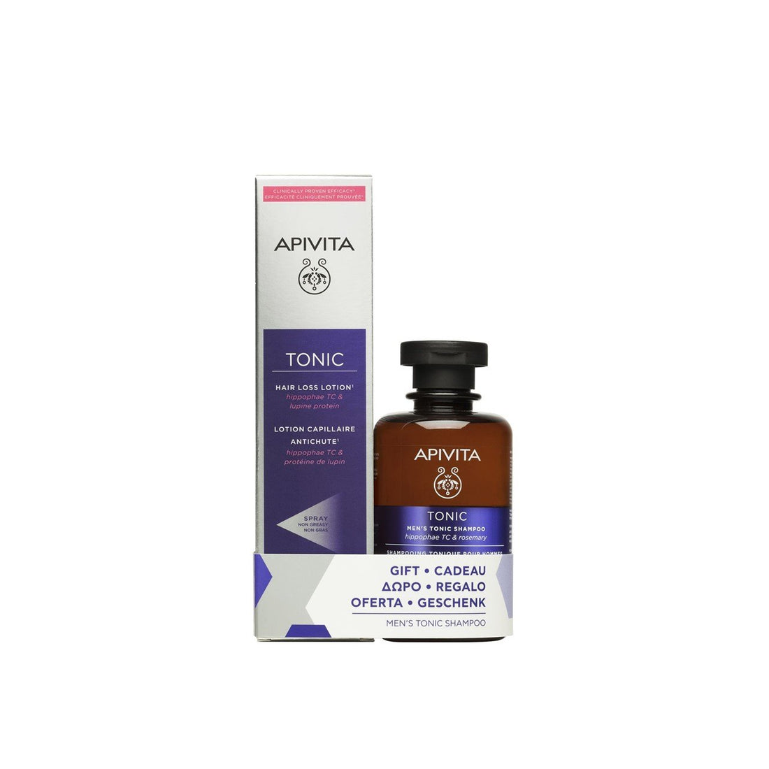 Apivita Lotion Tonique Anti-Chute 150 ml + Shampoing Tonique Homme 250 ml Pack Promo