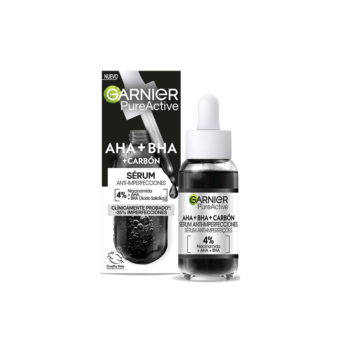 Garnier Pure Active AHA + BHA + Charcoal Anti-Blemish Serum 30ml