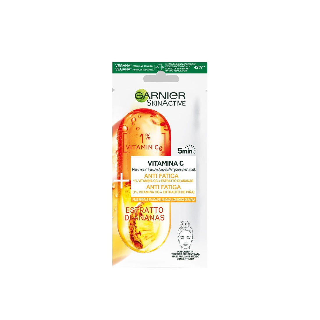 Garnier Skin Active Vitamina C Antifadiga Máscara Folha 15g