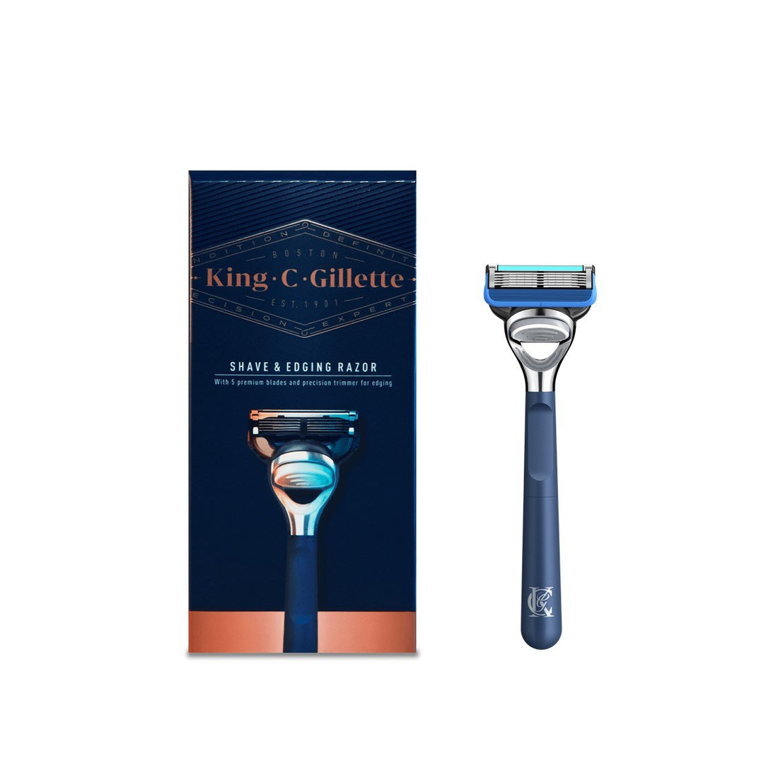 Máquina de barbear King C. Gillette e lâmina de barbear